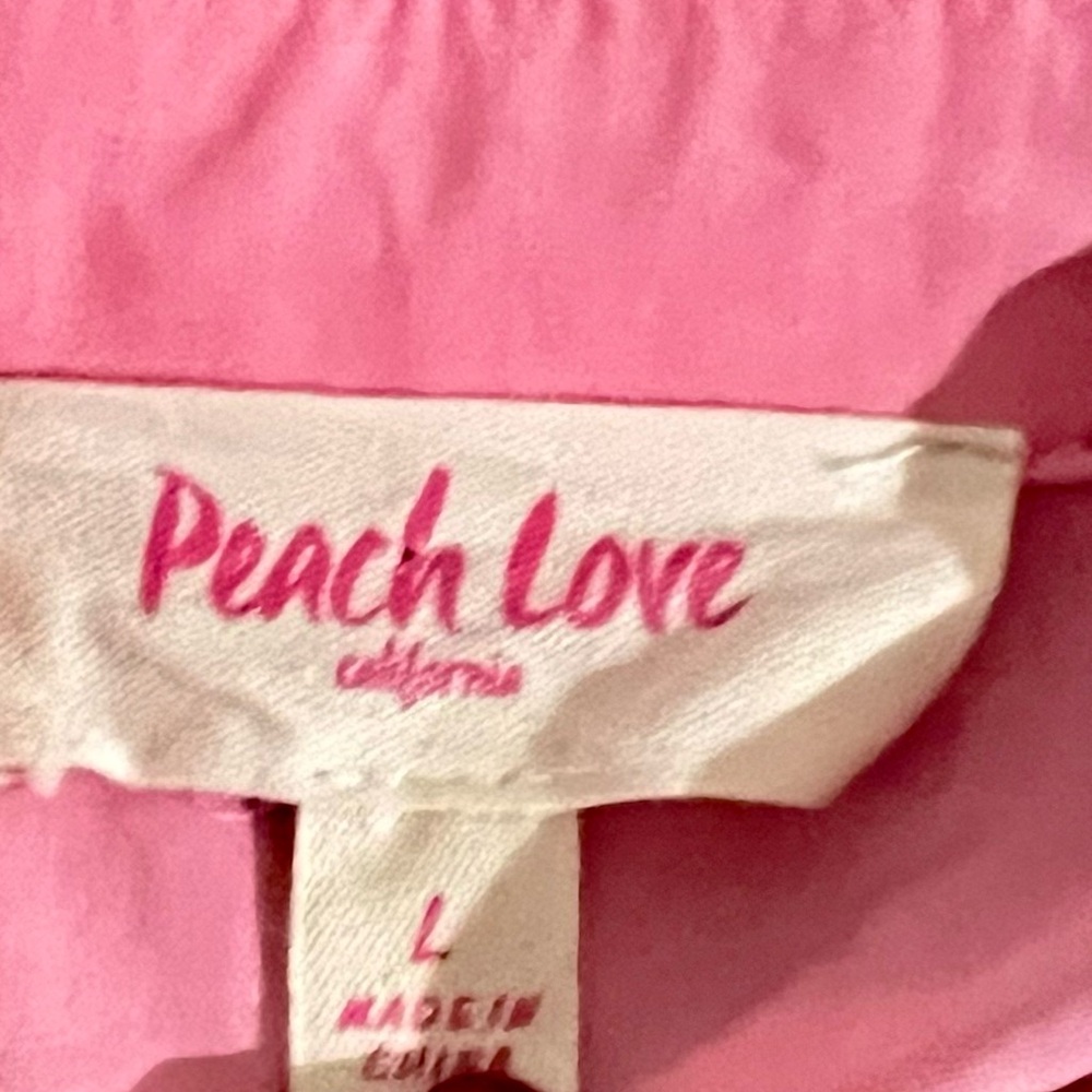 Peach Love California Pink Baby Doll Dress Sequin patches & sequin hem sz L - Picture 12 of 14